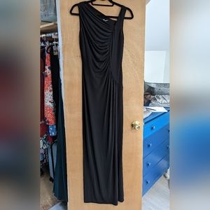 Calvin Klein black asymmetrical shoulder gown